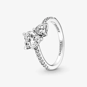 (immagine per) Anello scintillante con doppio cuore - 191198C01