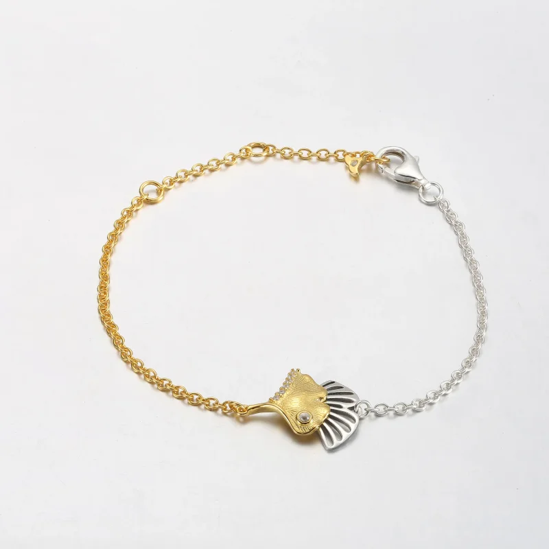 (immagine per) Bracciale a catena in argento sterling Ginkgo e placcato oro 14k - 562427C01 - Visualizza 2