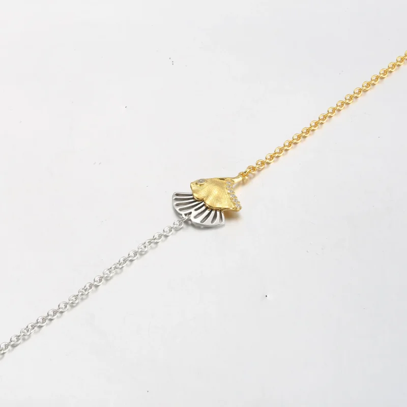 (immagine per) Bracciale a catena in argento sterling Ginkgo e placcato oro 14k - 562427C01 - Visualizza 3