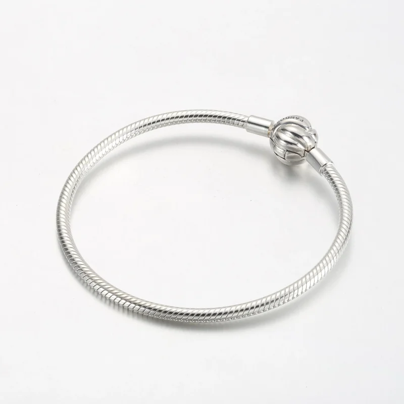 (immagine per) Bracciale in argento sterling con catena serpente e chiusura con nodo d'amore - - Visualizza 2