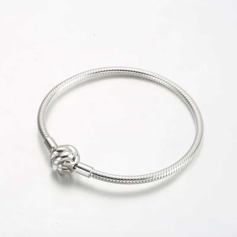 (immagine per) Bracciale in argento sterling con catena serpente e chiusura con nodo d'amore - - Visualizza 3