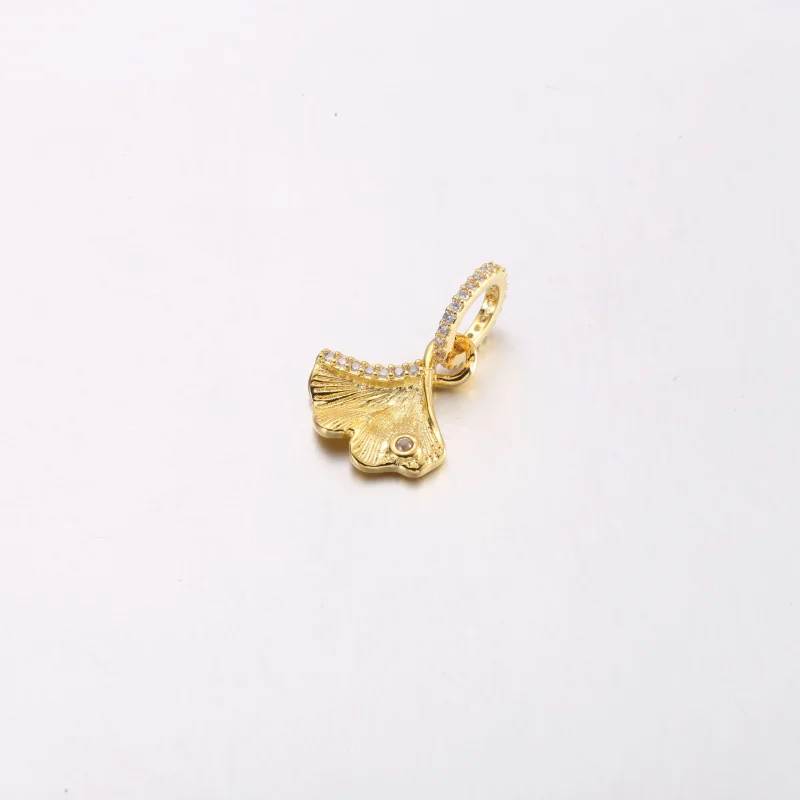 (immagine per) Charm Ginkgo placcato oro 14k con zirconi trasparenti - 762428C01 - Visualizza 2