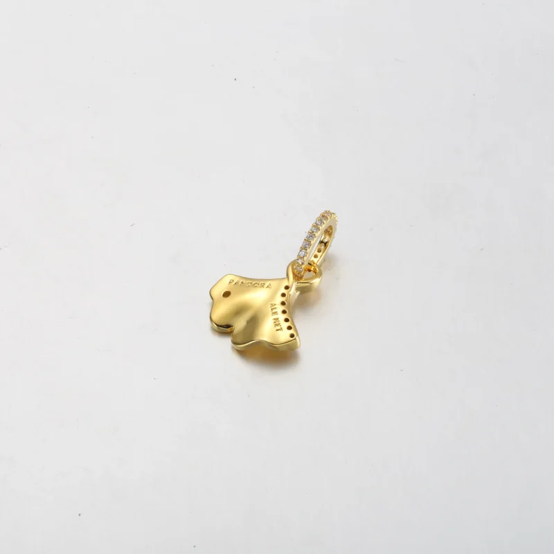 (immagine per) Charm Ginkgo placcato oro 14k con zirconi trasparenti - 762428C01 - Visualizza 3