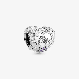 Charm PANDORA a cuore mamma margherita - 791155C01 (immagine per) Charm PANDORA a cuore mamma margherita - 791155C01