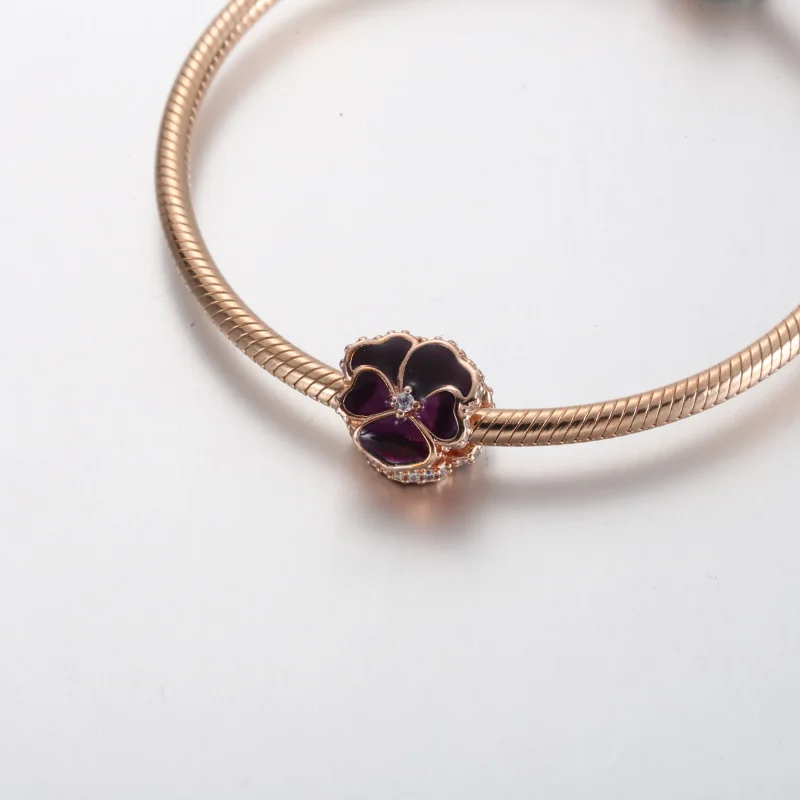 (immagine per) Charm PANDORA fiore viola del pensiero viola intenso - 780777C01 - Visualizza 4