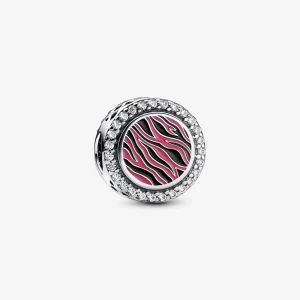 Charm PANDORA in argento sterling con stampa Zebra rosa - 792016CZ_E026 (immagine per) Charm PANDORA in argento sterling con stampa Zebra rosa - 792016CZ_E026