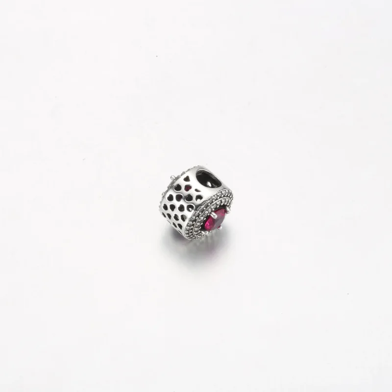 (immagine per) Charm PANDORA rotondo livellato rosso scintillante - 792418c01 - Visualizza 3