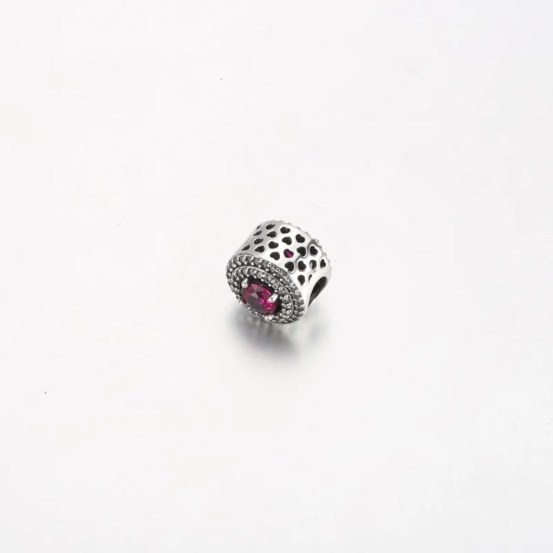 (immagine per) Charm PANDORA rotondo livellato rosso scintillante - 792418c01 - Visualizza 4