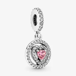 Charm pendente PANDORA a forma di cuore con doppia aureola scintillante - 791476C01 (immagine per) Charm pendente PANDORA a forma di cuore con doppia aureola scintillante - 791476C01