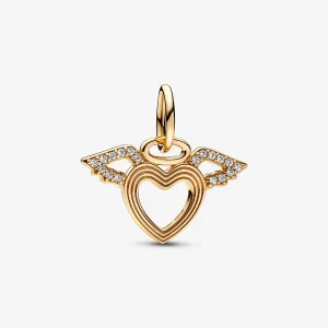 Charm pendente PANDORA a forma di cuore e ali d'angelo - 752362C01 (immagine per) Charm pendente PANDORA a forma di cuore e ali d'angelo - 752362C01