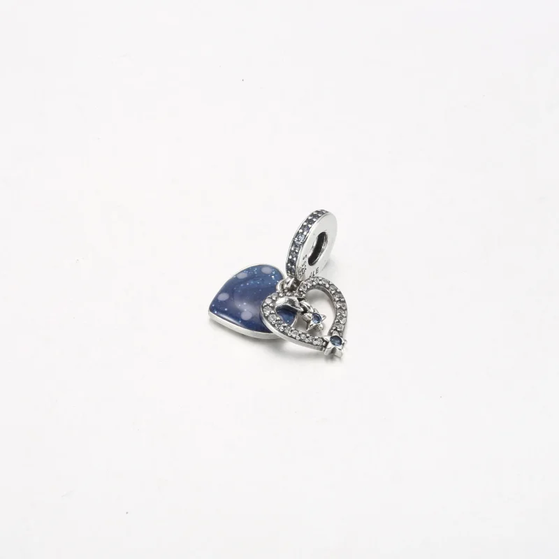 (immagine per) Charm pendente PANDORA doppio a forma di cuore con stella cadente celeste - 7923 - Visualizza 2
