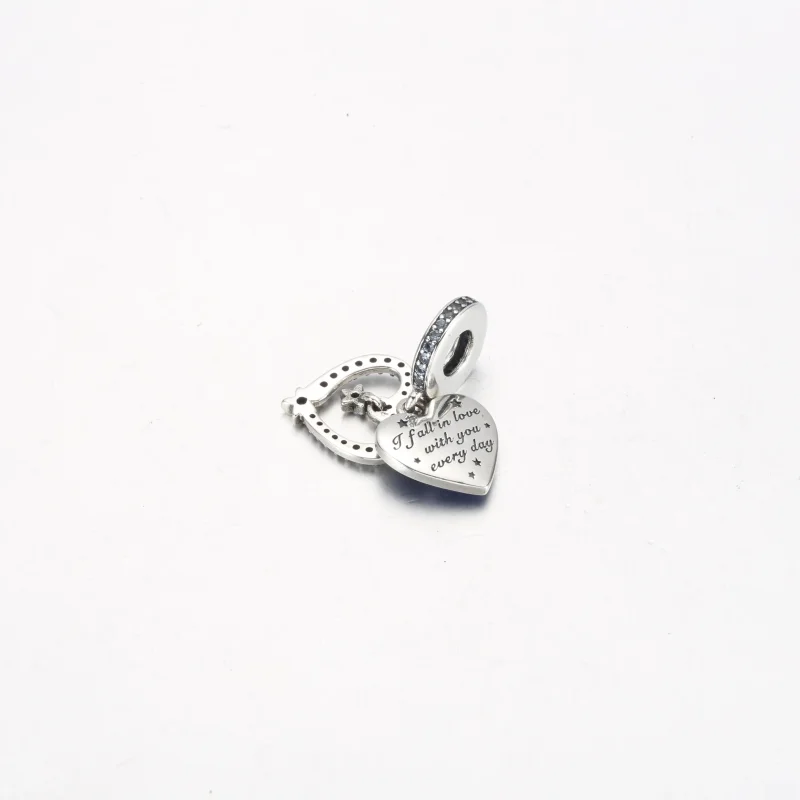 (immagine per) Charm pendente PANDORA doppio a forma di cuore con stella cadente celeste - 7923 - Visualizza 3