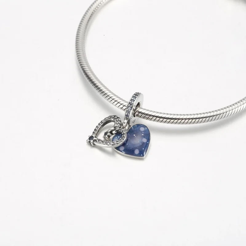(immagine per) Charm pendente PANDORA doppio a forma di cuore con stella cadente celeste - 7923 - Visualizza 4