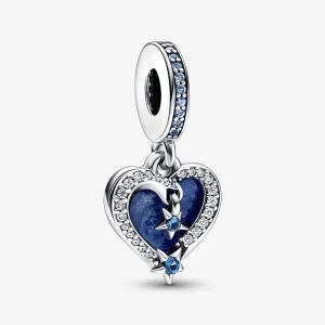 (immagine per) Charm pendente PANDORA doppio a forma di cuore con stella cadente celeste - 792356C01