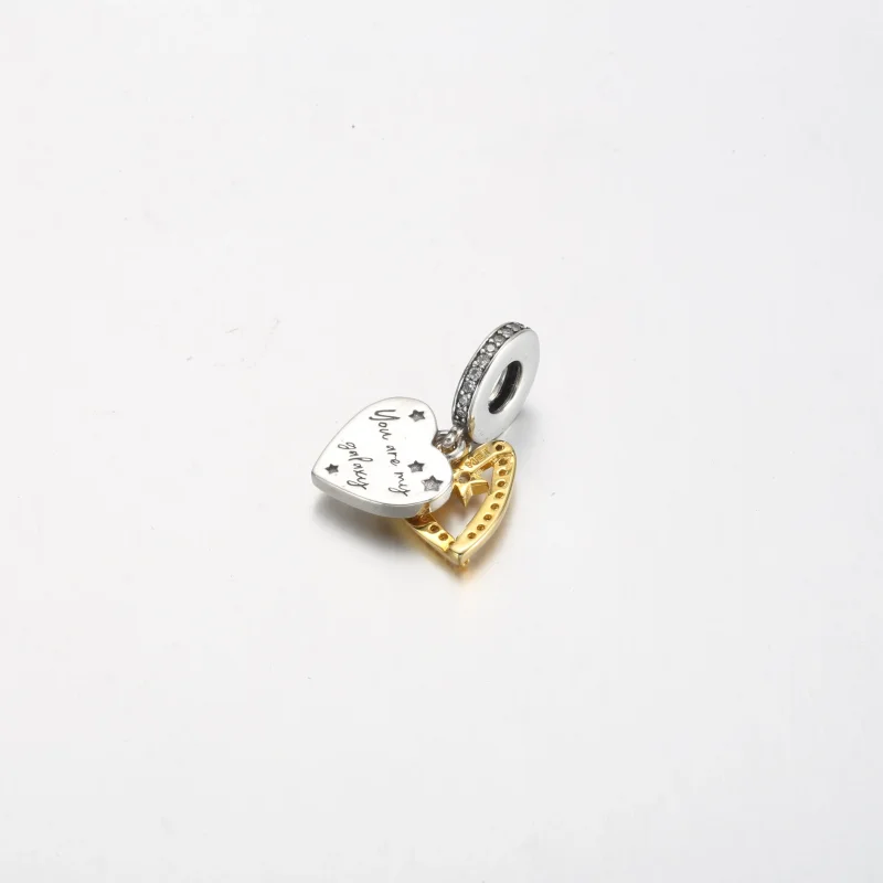 (immagine per) Charm pendente PANDORA doppio con cuori stella cadente - 762203C01 - Visualizza 3