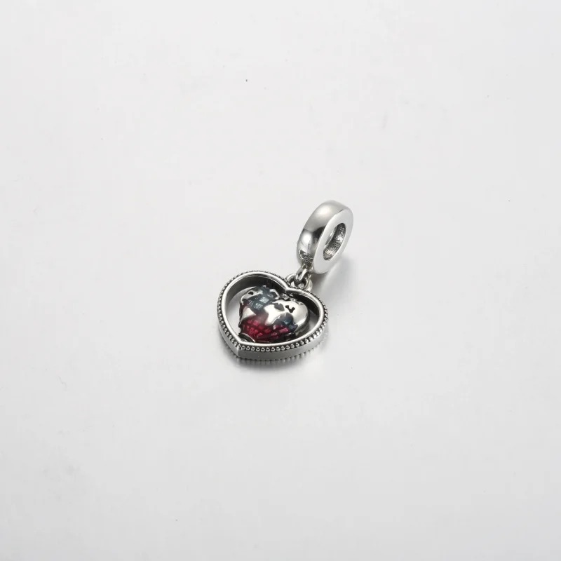 (immagine per) Charm pendente PANDORA Famiglia con globo a forma di cuore che gira - 792240C01 - Visualizza 2
