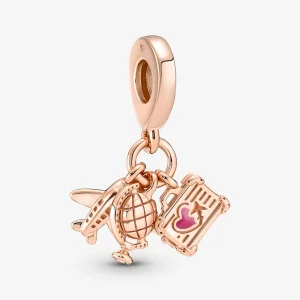 (immagine per) Charm pendente PANDORA triplo aeroplano, mappamondo e valigia - 789435C01