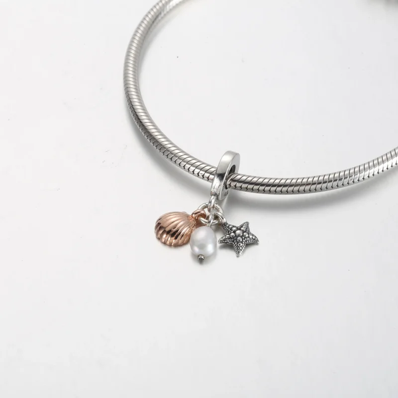 (immagine per) Charm pendente PANDORA triplo con perla coltivata d'acqua dolce trattata, stella - Visualizza 4