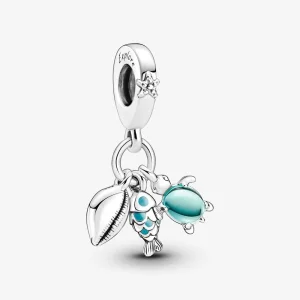 (immagine per) Charm pendente PANDORA triplo pesce, tartaruga marina e conchiglia - 791697C01