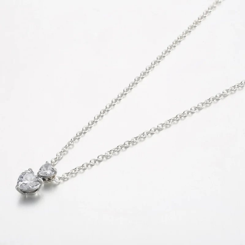 (immagine per) Collana Collier scintillante con pendente a doppio cuore - 391229C01 - Visualizza 2