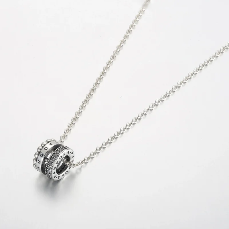 (immagine per) Collana e ciondolo con logo Pandora Signature in pavé e perline - 392311C01 - Visualizza 2