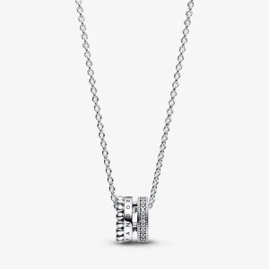 (immagine per) Collana e ciondolo con logo Pandora Signature in pavé e perline - 392311C01