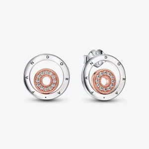 (immagine per) Orecchini a bottone con cerchi con logo bicolore Pandora Signature - 282314C01