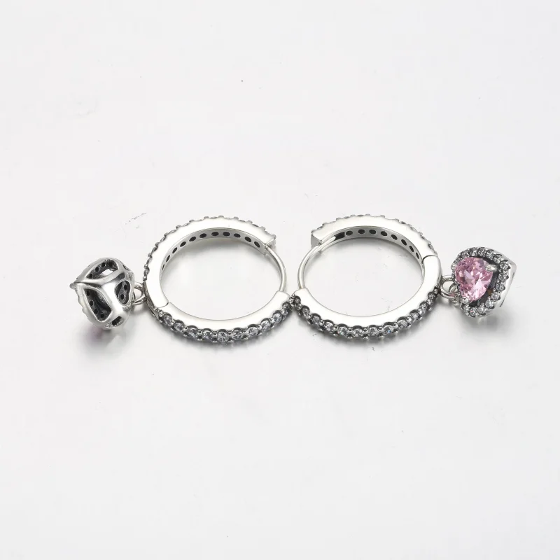 (immagine per) Orecchini a cerchio con cuore scintillante Halo - 291445C01 - Visualizza 3