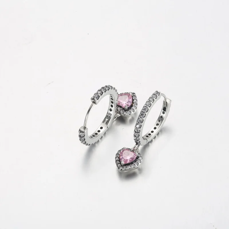 (immagine per) Orecchini a cerchio con cuore scintillante Halo - 291445C01 - Visualizza 4
