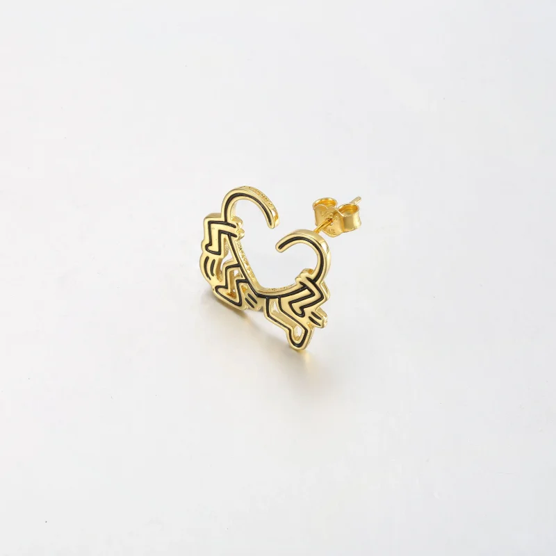 (immagine per) Orecchino a bottone Keith Haring™ x Pandora Walking Heart - 262221C01 - Visualizza 2