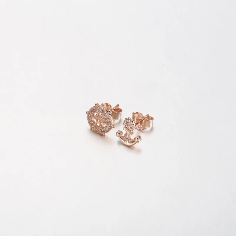 (immagine per) PANDORA Oro Rosa Orecchini a Bottone Timone e Ancora Lucenti - P-D-3739 - Visualizza 2