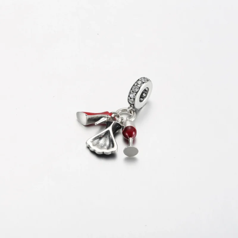 (immagine per) PANDORA Pendente Bicchiere di Vino Tacco Alto Vestito Nero Piccolo - P-D-3785 - Visualizza 2