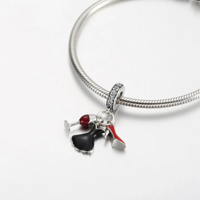 (immagine per) PANDORA Pendente Bicchiere di Vino Tacco Alto Vestito Nero Piccolo - P-D-3785 - Visualizza 3