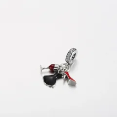 (immagine per) PANDORA Pendente Bicchiere di Vino Tacco Alto Vestito Nero Piccolo - P-D-3785
