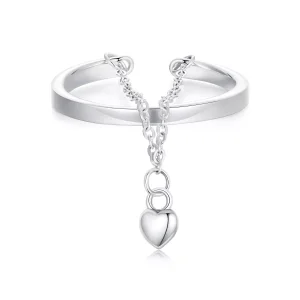 (immagine per) Anello a doppio strato con catena a forma di cuore stile PANDORA - SCR1004-E