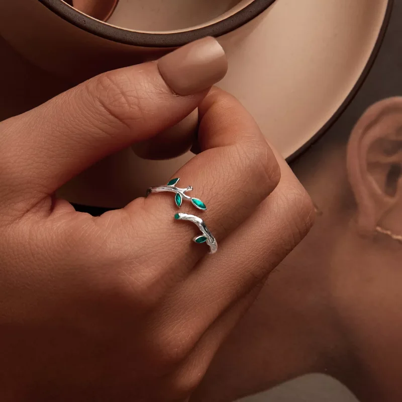 (immagine per) Anello aperto a foglia stile PANDORA - BSR517-E - Visualizza 7