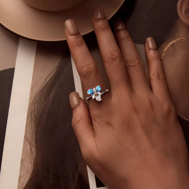 (immagine per) Anello con iris blu stile PANDORA - BSR509-E - Visualizza 5