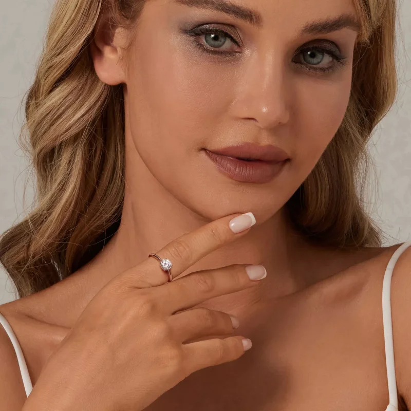 (immagine per) Anello con moissanite scintillante da 1 ct stile PANDORA (un certificato) - MSR0 - Visualizza 4