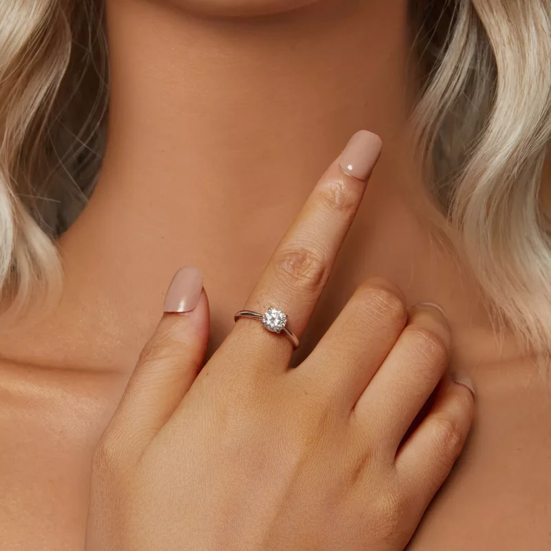 (immagine per) Anello con moissanite scintillante da 1 ct stile PANDORA (un certificato) - MSR0 - Visualizza 5