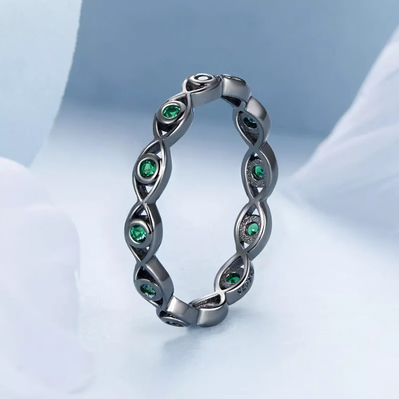 (immagine per) Anello con occhio del diavolo placcato in oro nero stile PANDORA - BSR212-D - Visualizza 2