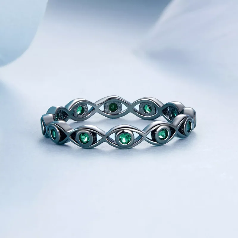 (immagine per) Anello con occhio del diavolo placcato in oro nero stile PANDORA - BSR212-D - Visualizza 3