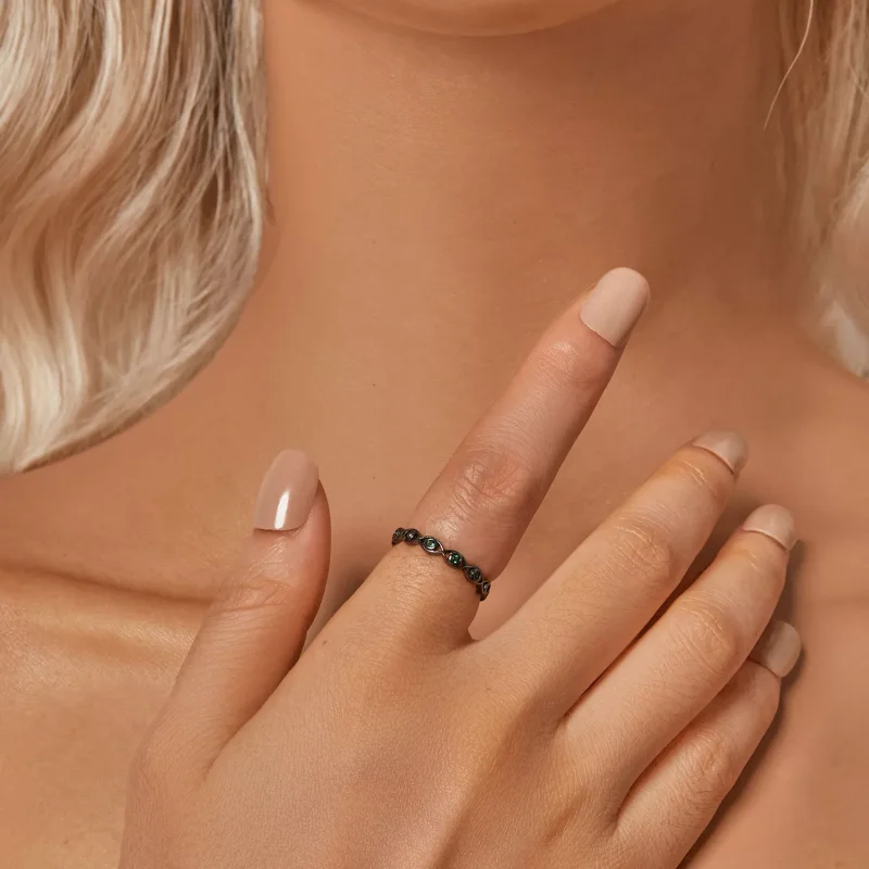 (immagine per) Anello con occhio del diavolo placcato in oro nero stile PANDORA - BSR212-D - Visualizza 6