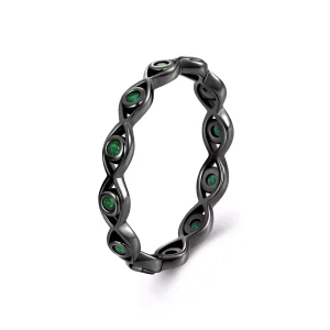 (immagine per) Anello con occhio del diavolo placcato in oro nero stile PANDORA - BSR212-D