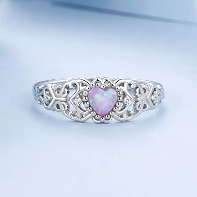 (immagine per) Anello con opale rosa stile PANDORA - BSR512 - Visualizza 3