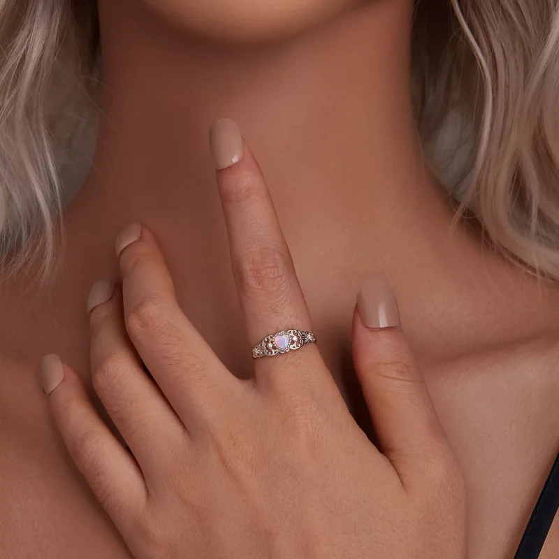 (immagine per) Anello con opale rosa stile PANDORA - BSR512 - Visualizza 5