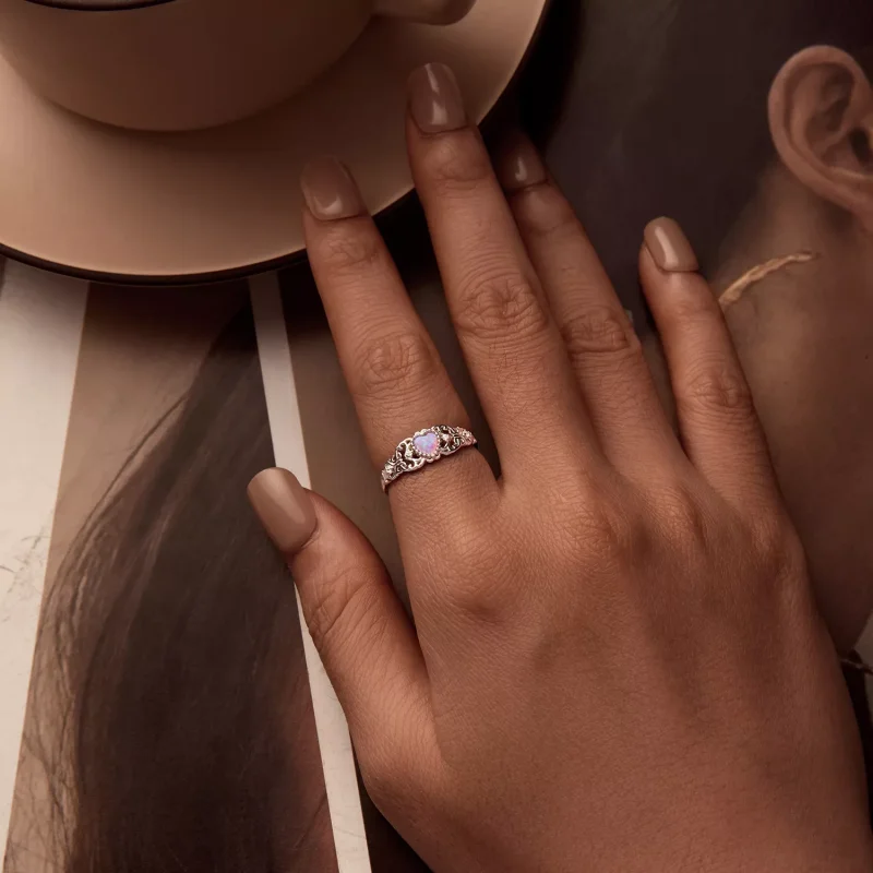 (immagine per) Anello con opale rosa stile PANDORA - BSR512 - Visualizza 6