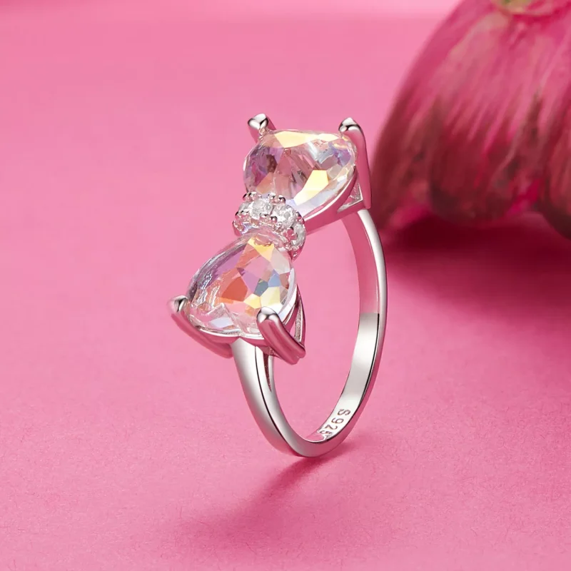 (immagine per) Anello con pietra centrale grande con fiocco in stile PANDORA - SCR1000 - Visualizza 2