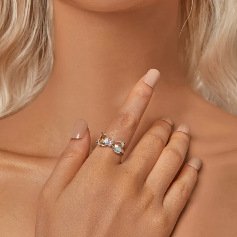 (immagine per) Anello con pietra centrale grande con fiocco in stile PANDORA - SCR1000 - Visualizza 5