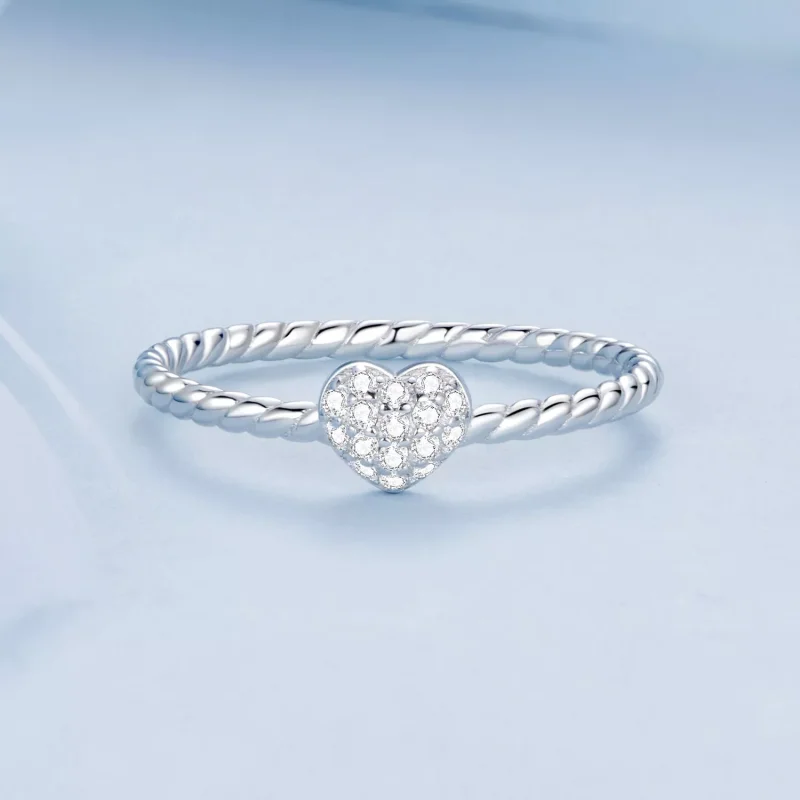 (immagine per) Anello cuore brillante stile PANDORA - BSR516 - Visualizza 3