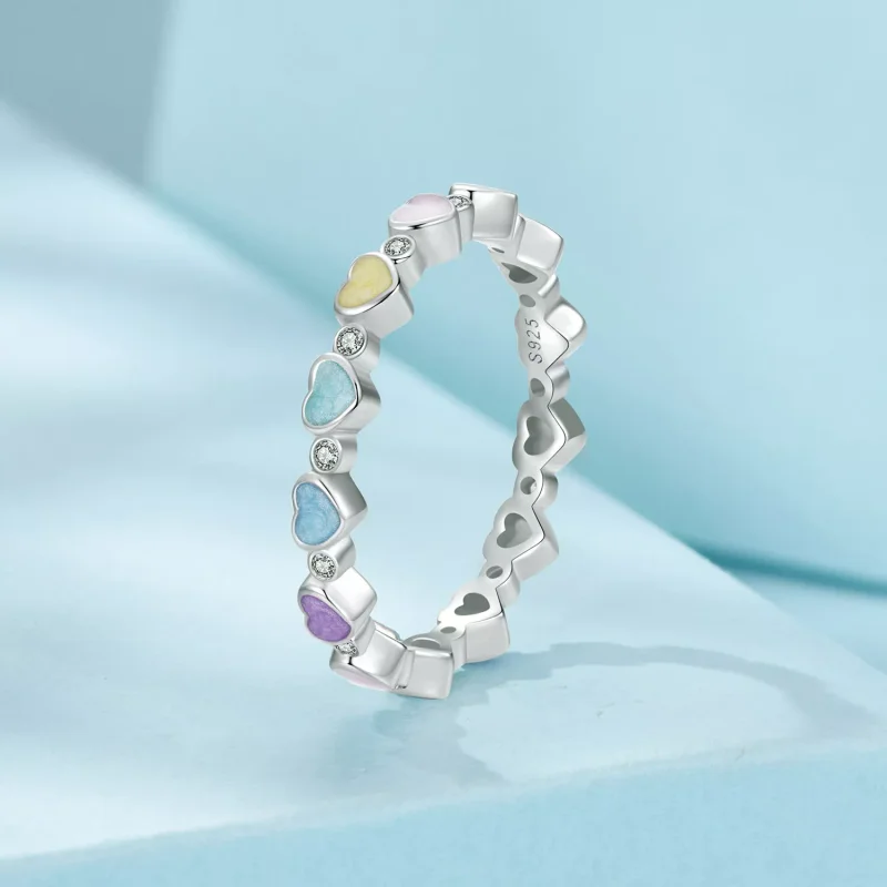 (immagine per) Anello dopamina colorato a forma di cuore stile PANDORA - SCR995 - Visualizza 2